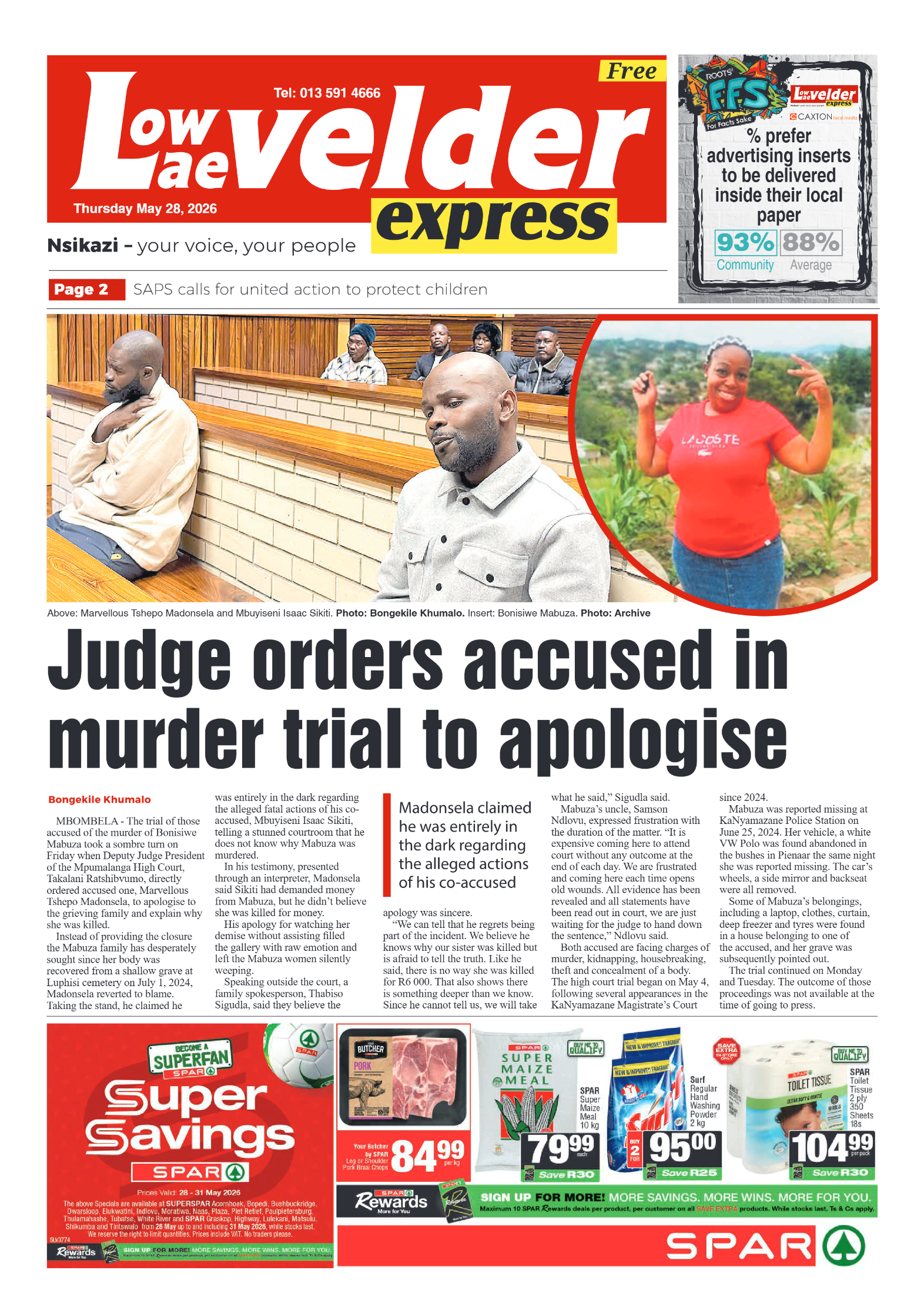Lowvelder Express 28 May 2026 page 1