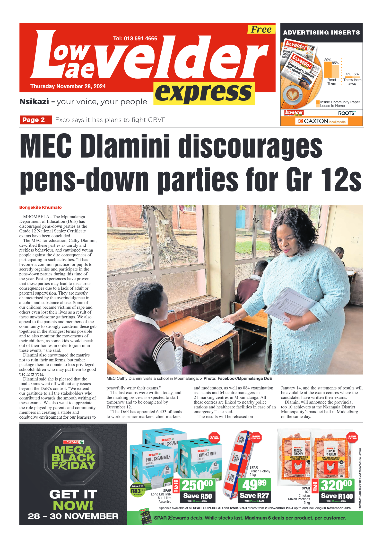 Lowvelder Express 28 November 2024 page 1