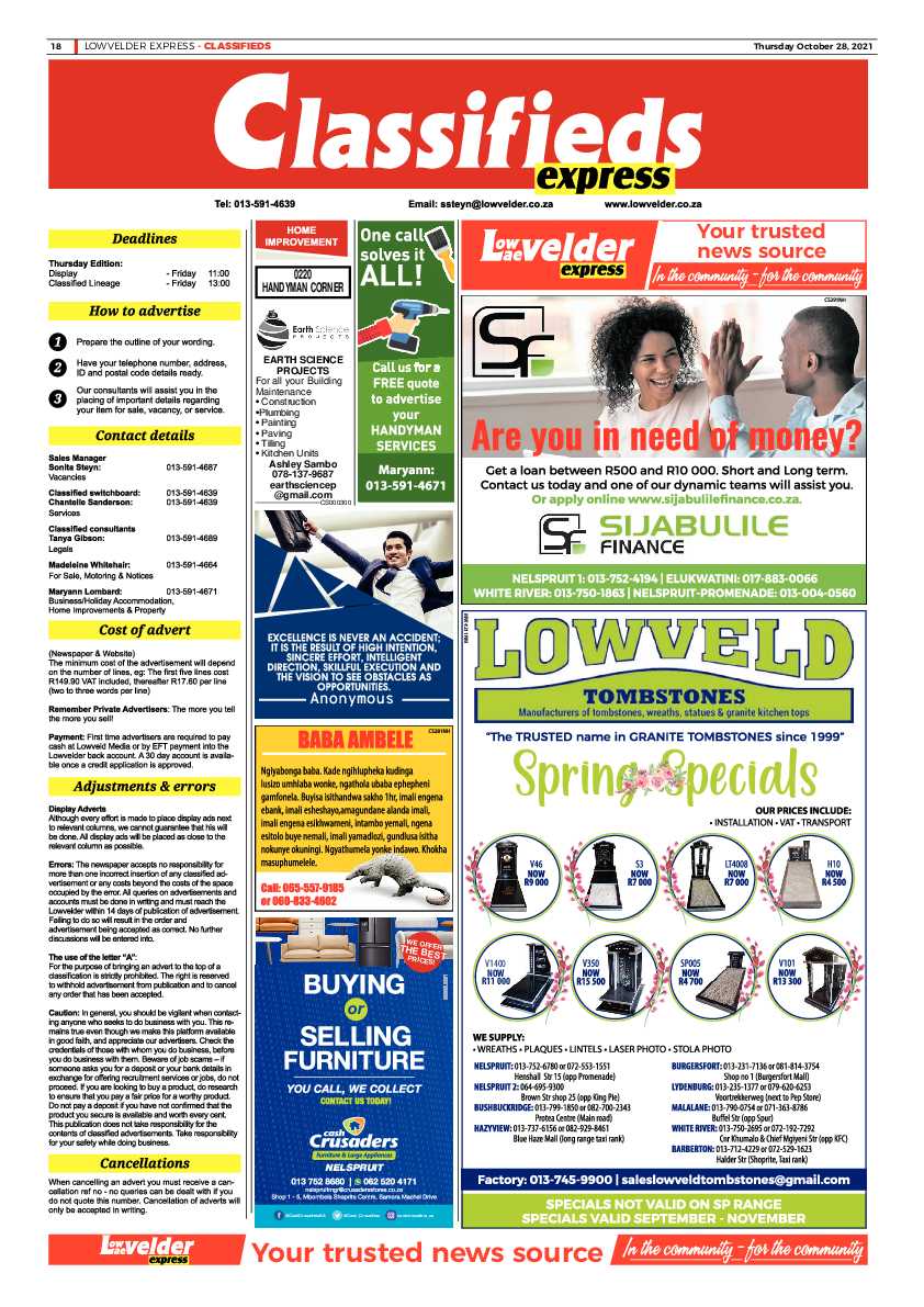 Lowvelder Express 28 October 2021 page 20