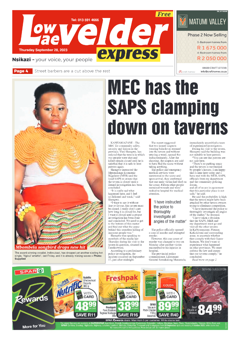 Lowvelder Express 28 September 2023 page 1