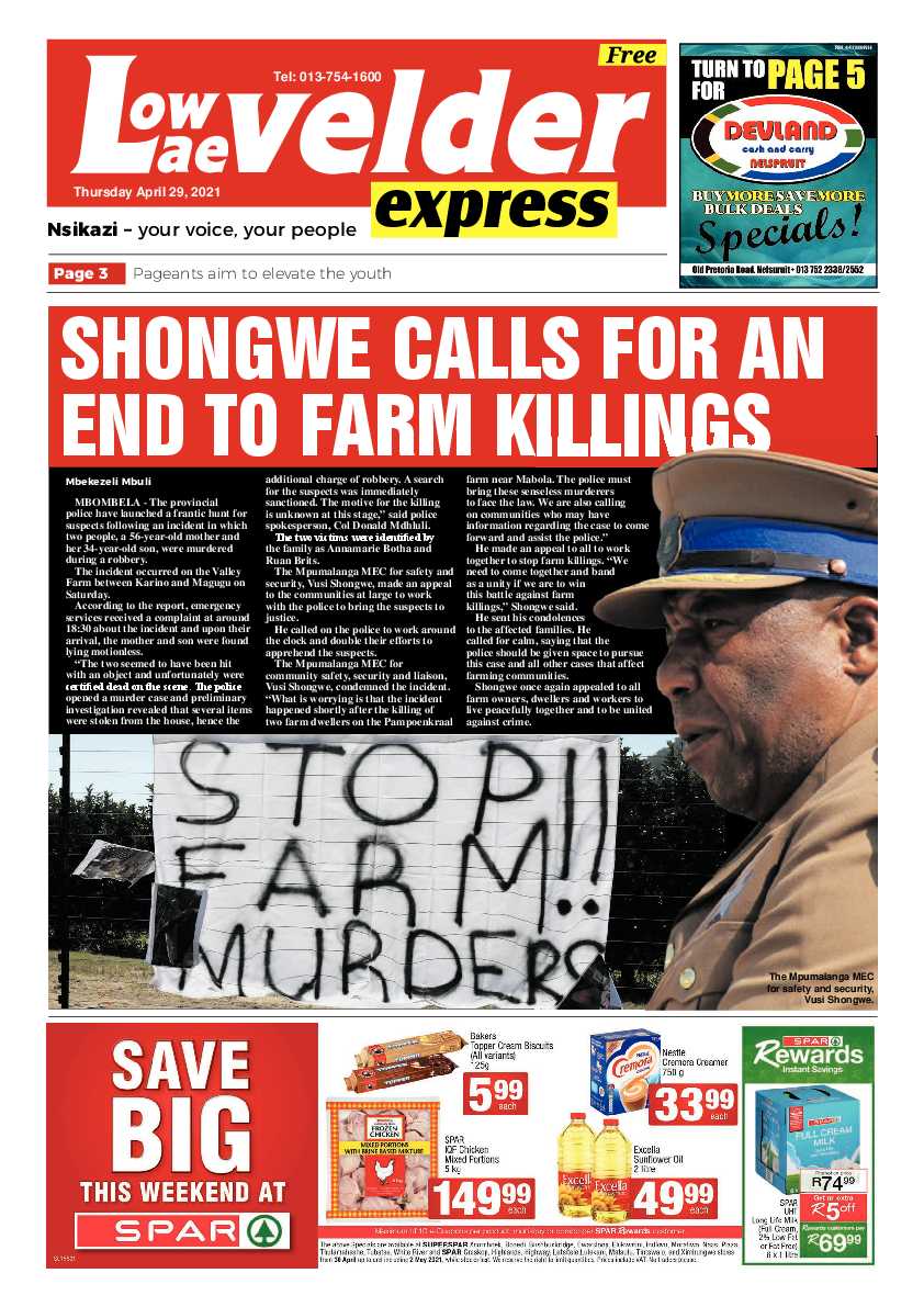 Lowvelder Express 29 April 2021 page 1