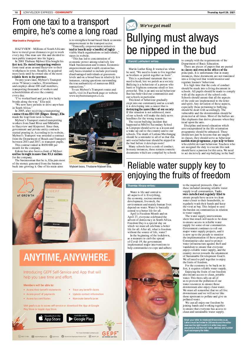 Lowvelder Express 29 April 2021 page 10