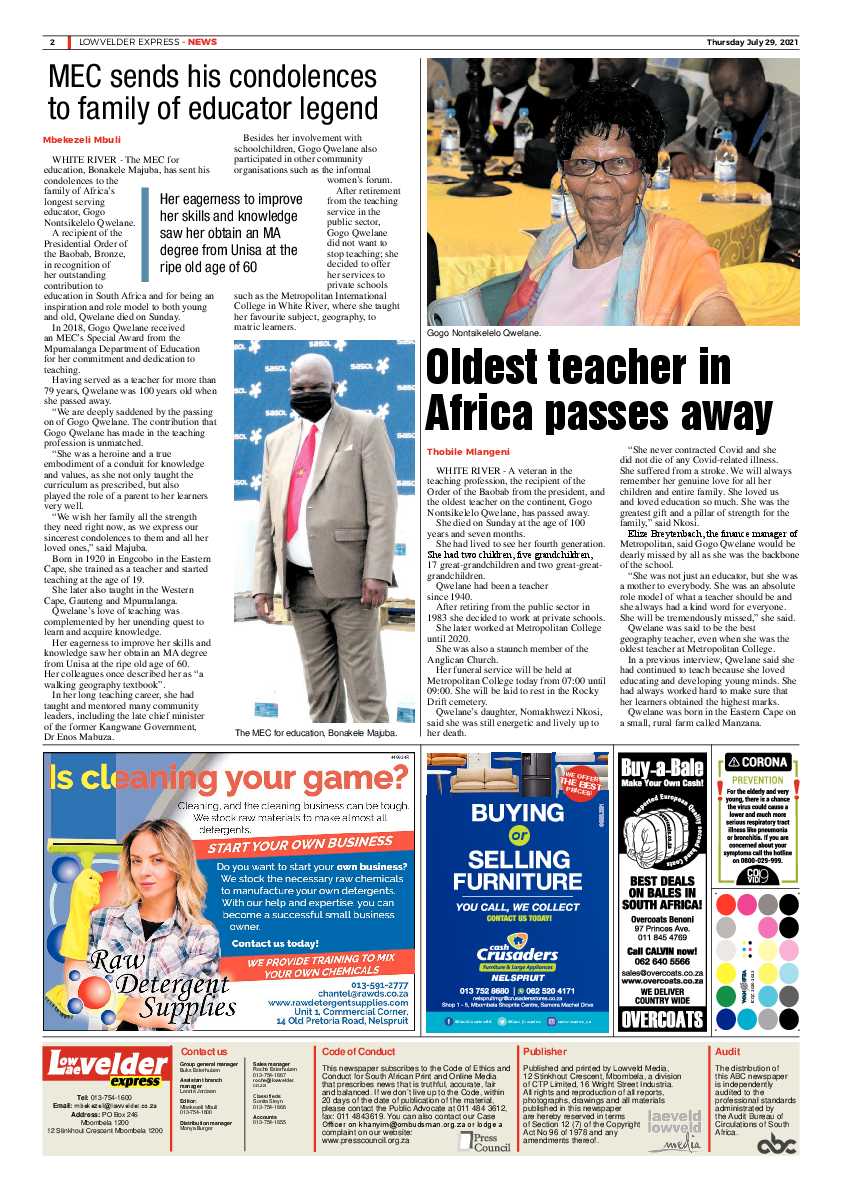 Lowvelder Express 29 July 2021 page 2