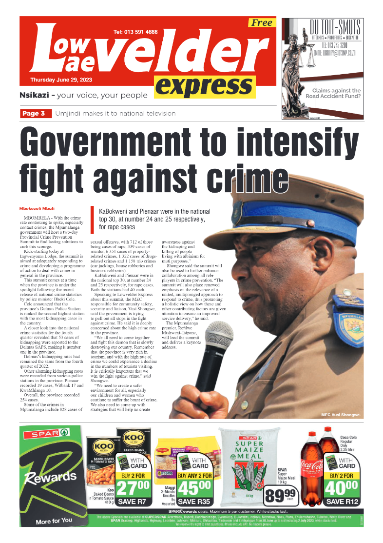 Lowvelder Express 29 June 2023 page 1