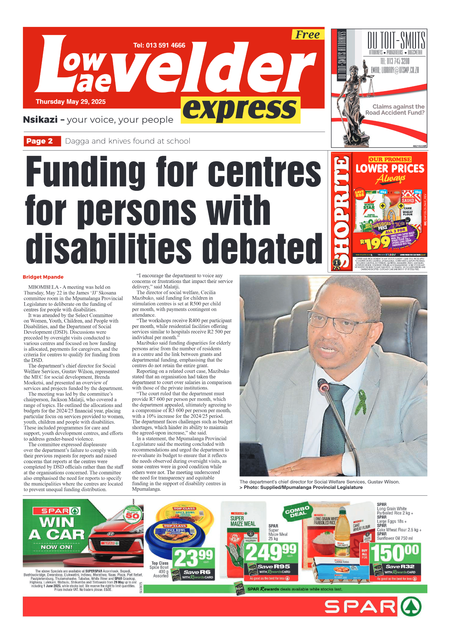 Lowvelder Express 29 May 2025 page 1