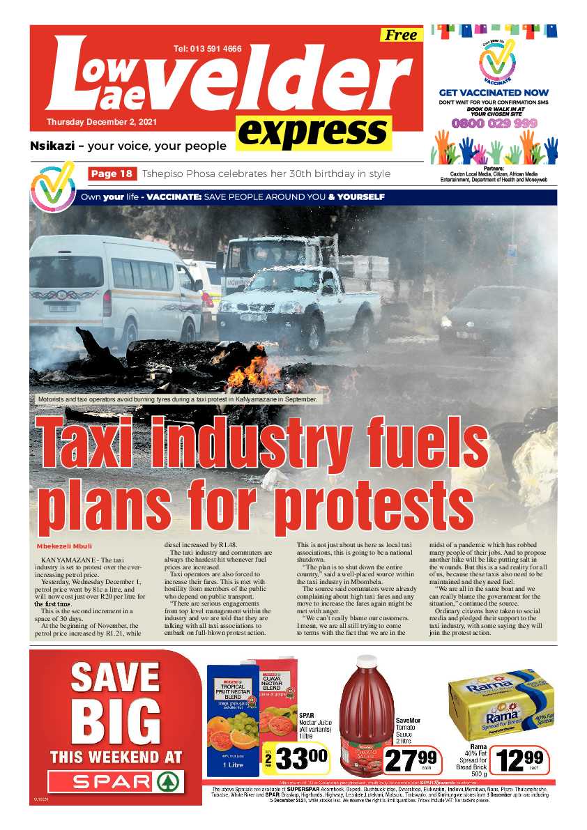 Lowvelder Express 2 December 2021 page 1
