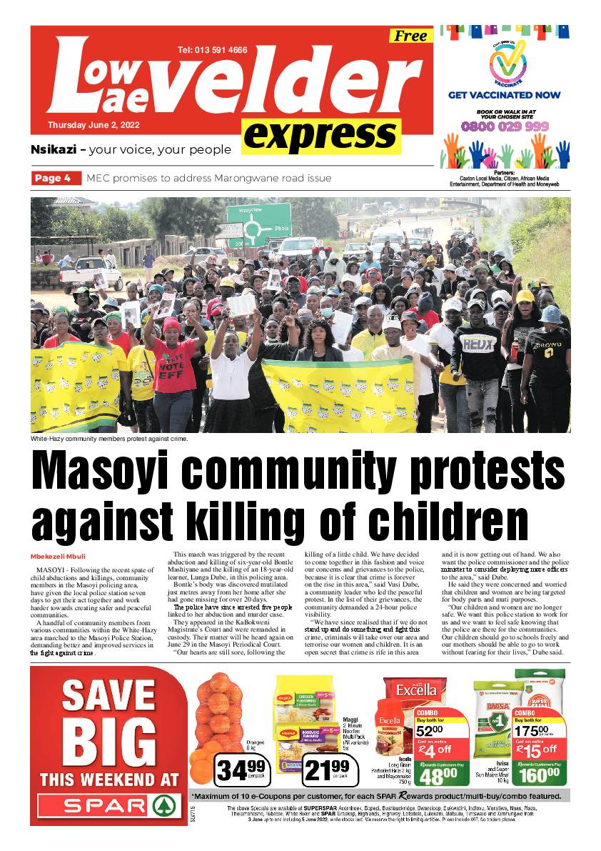 Lowvelder Express 2 June 2022 page 1