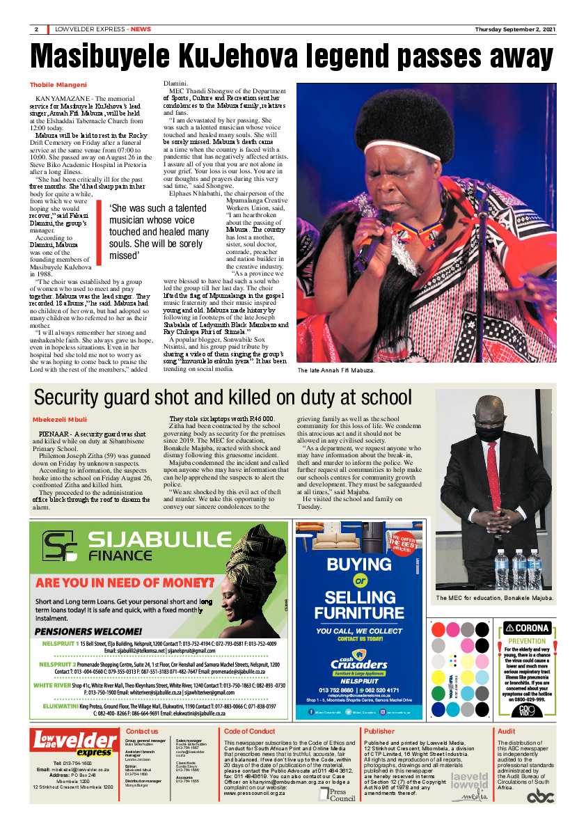Lowvelder Express 2 September 2021 page 2