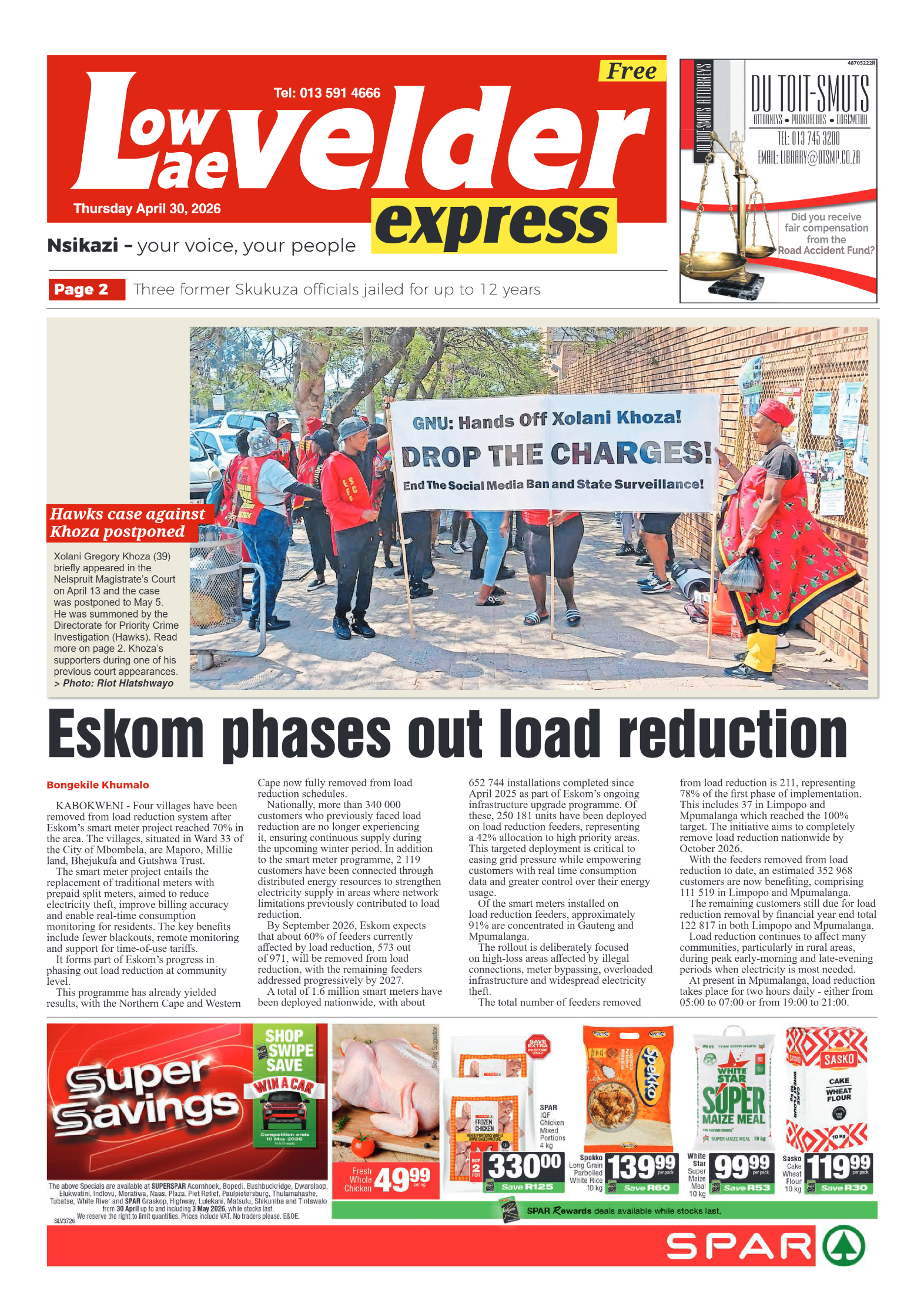 Lowvelder Express 30 April 2026 page 1