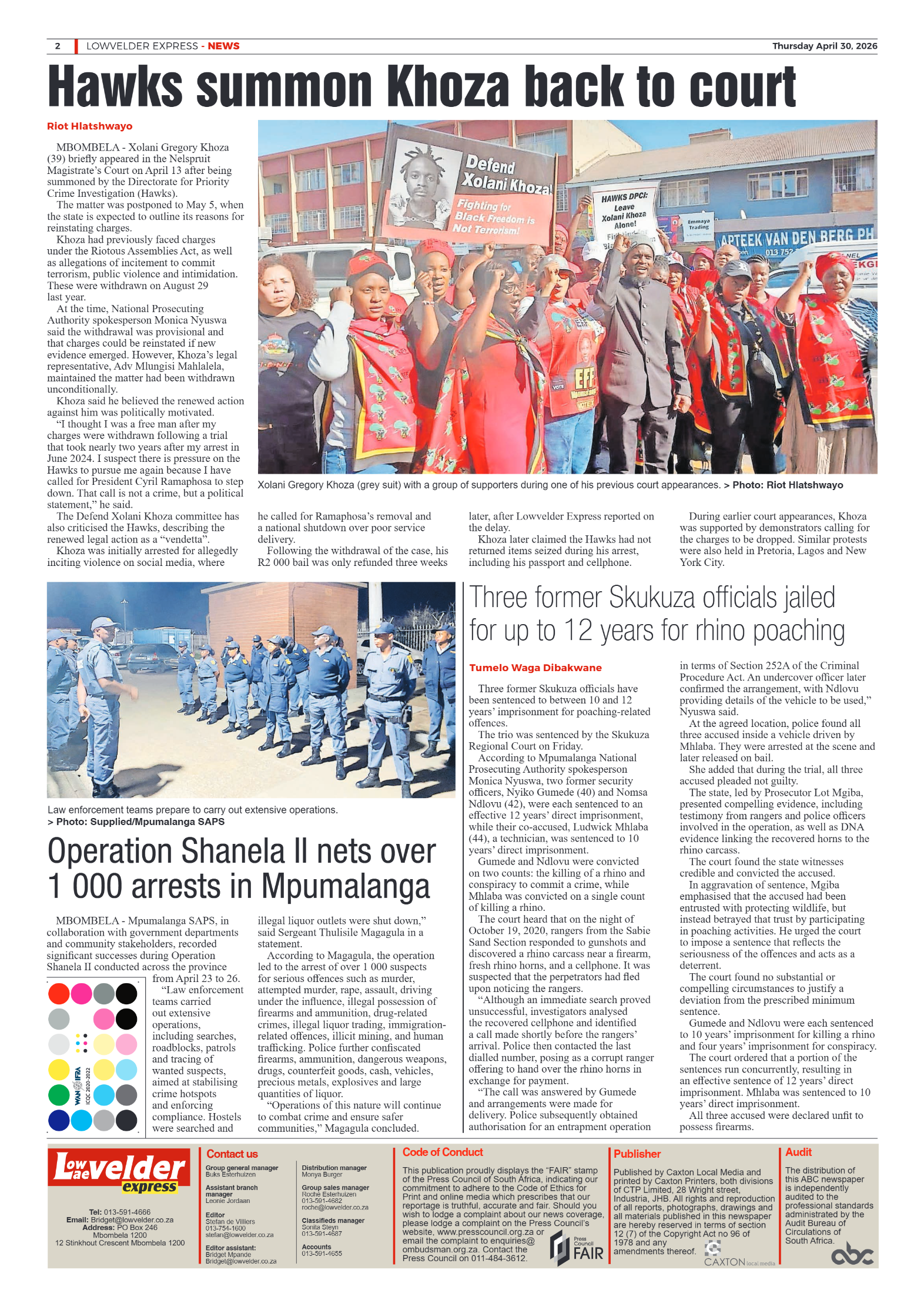 Lowvelder Express 30 April 2026 page 2