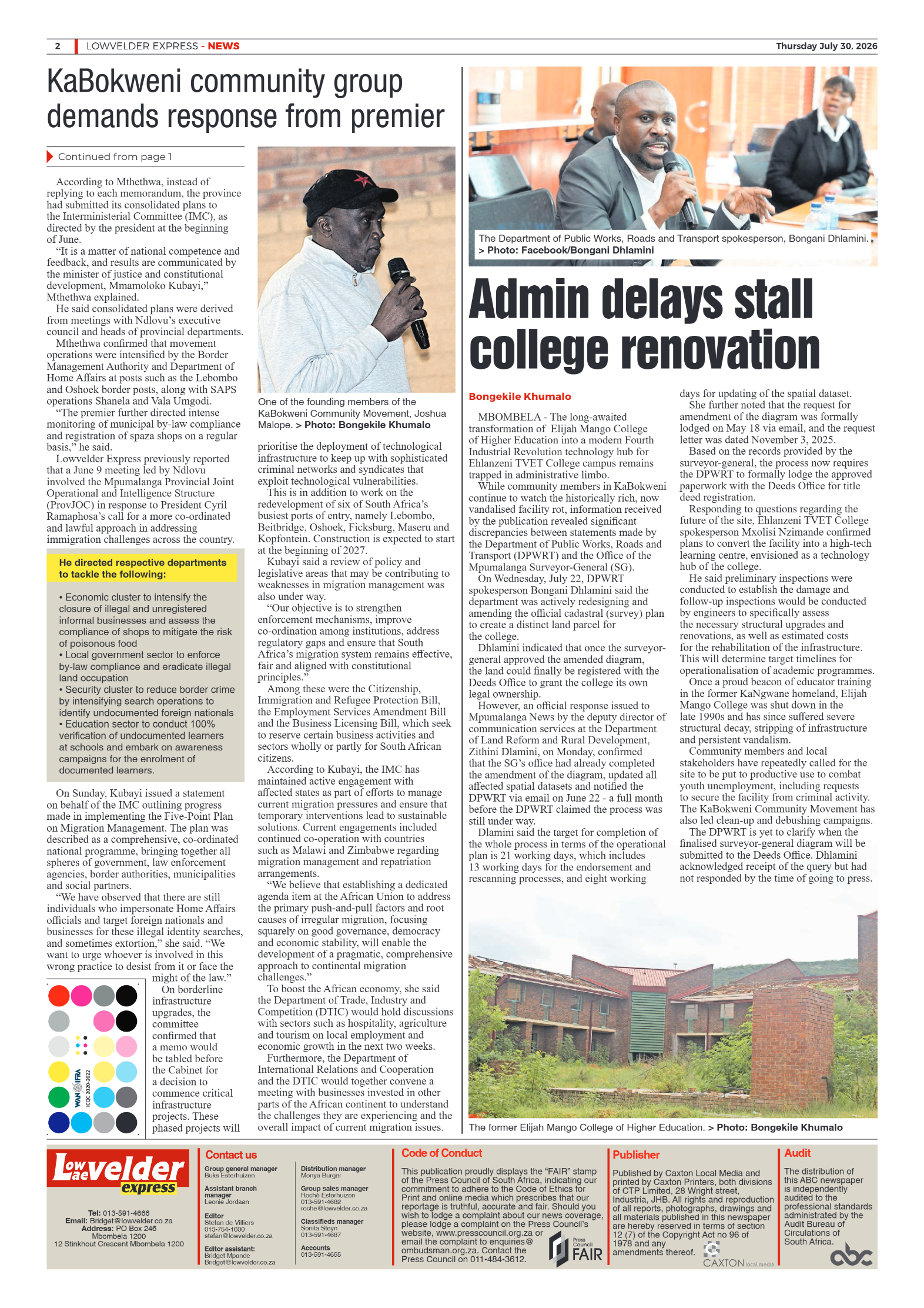 Lowvelder Express 30 July 2026 page 2