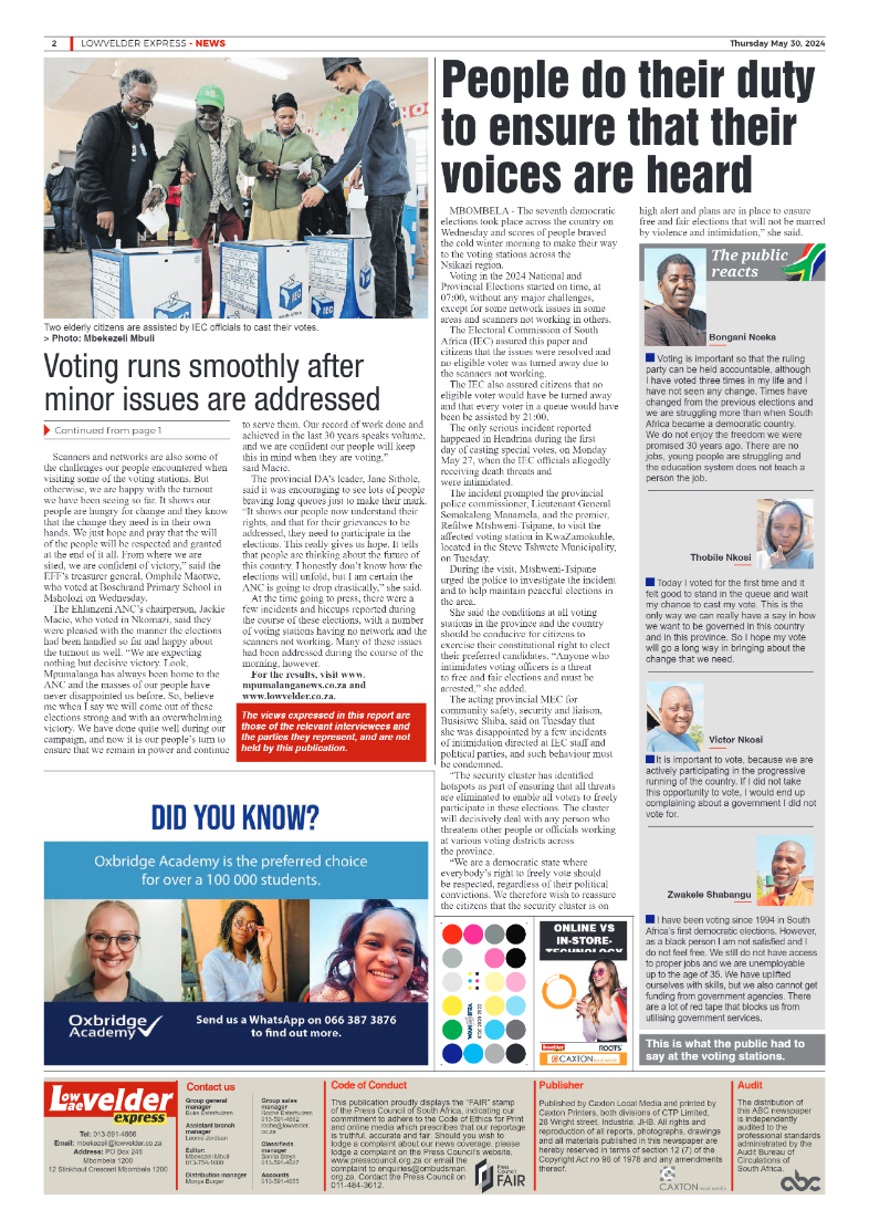 Lowvelder Express 30 May 2024 page 2