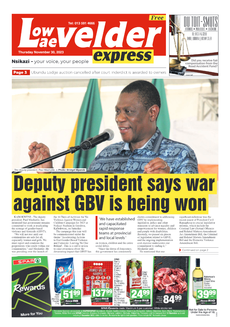 Lowveld Express 30 November 2023 page 1