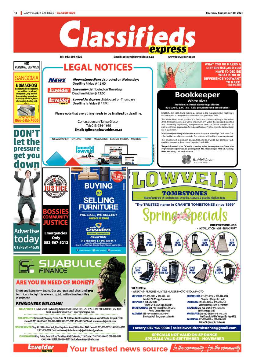 Lowvelder Express 30 September 2021 page 20