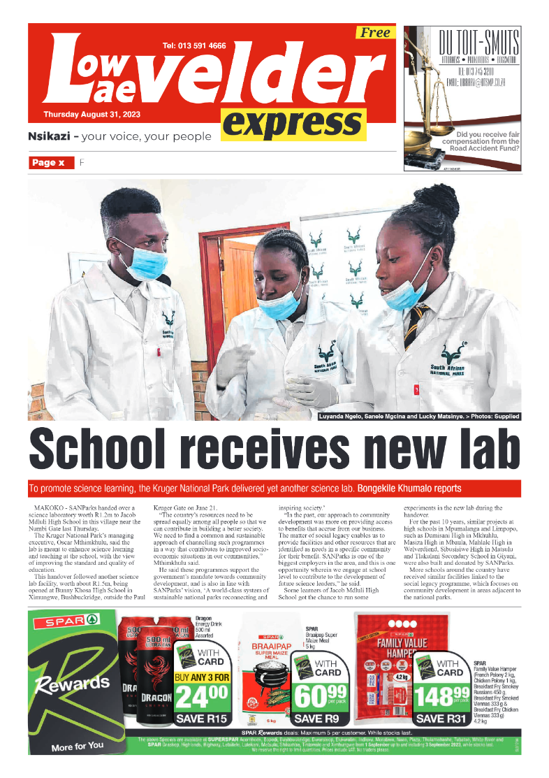 Lowvelder Express 31 August 2023 page 1