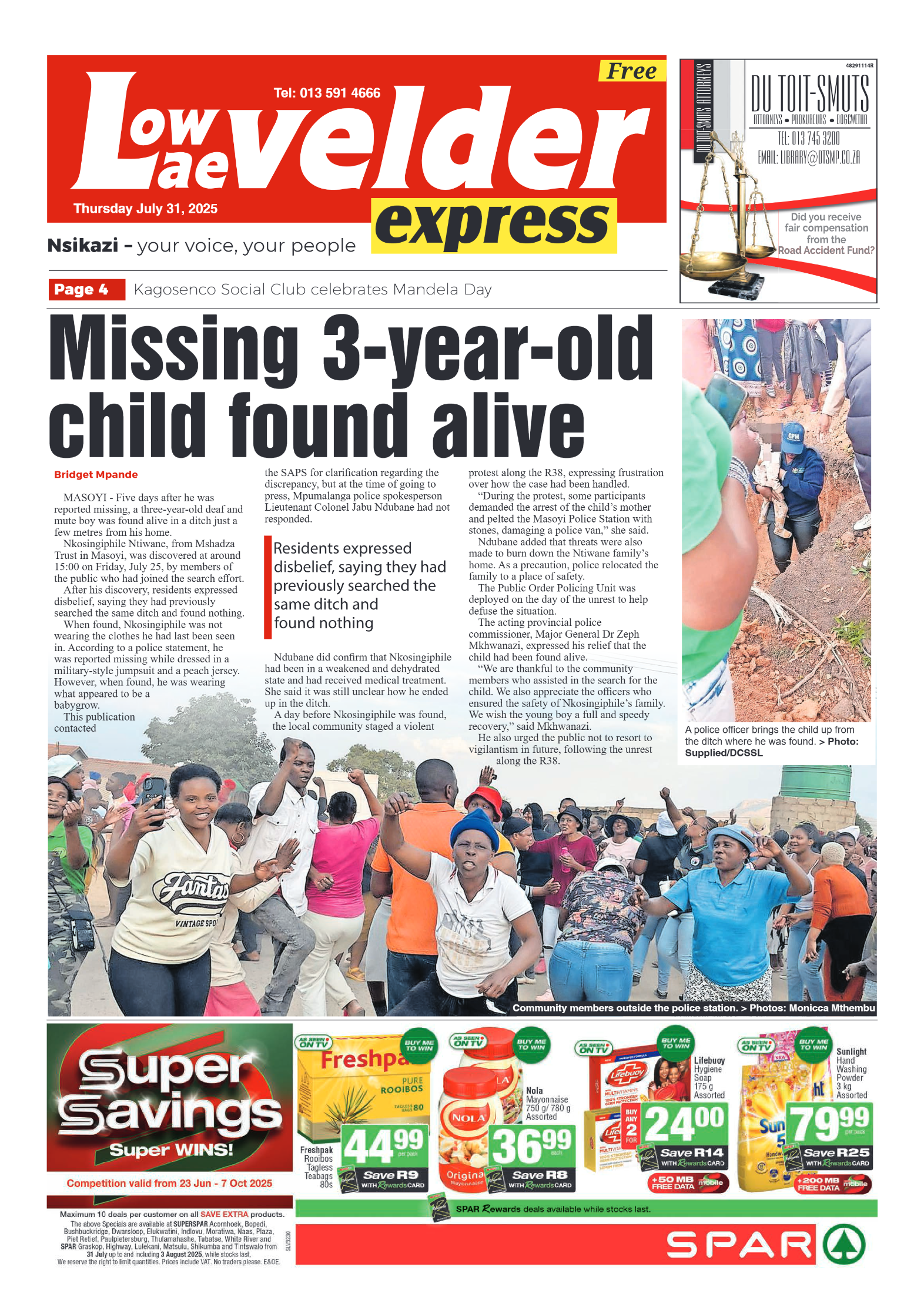 Lowvelder Express 31 July 2025 page 1