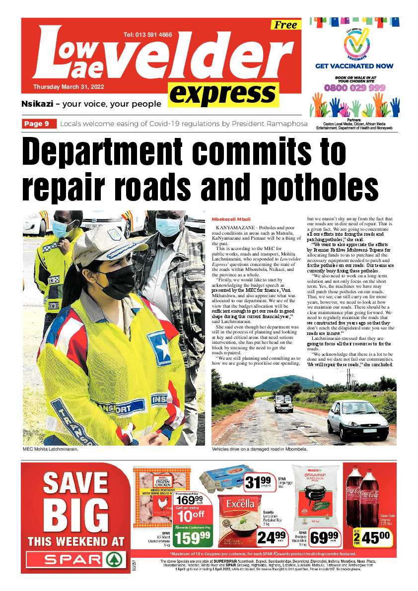Lowvelder Express 31 march 2022 page 1