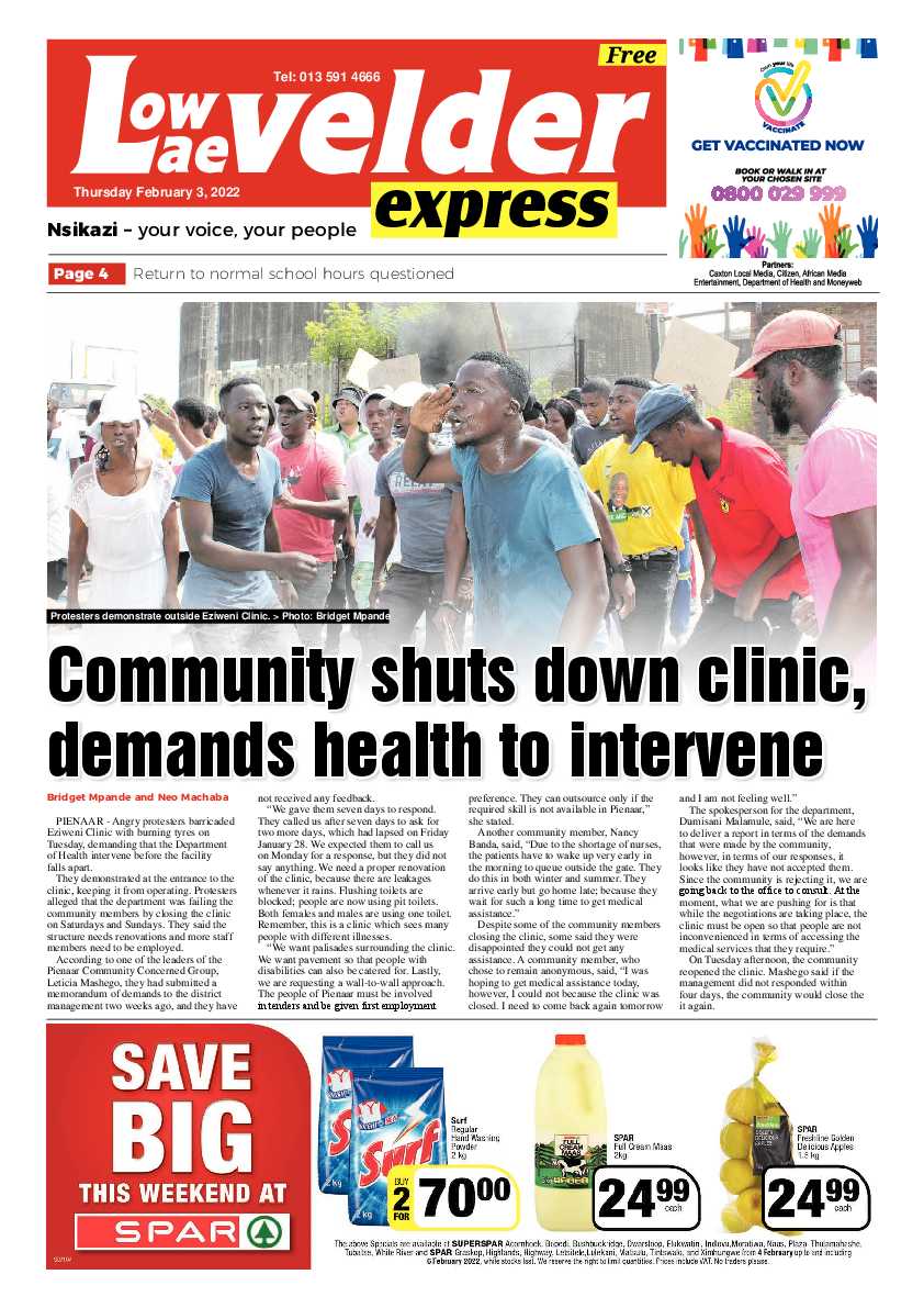 Lowvelder Express 3 February 2022 page 1