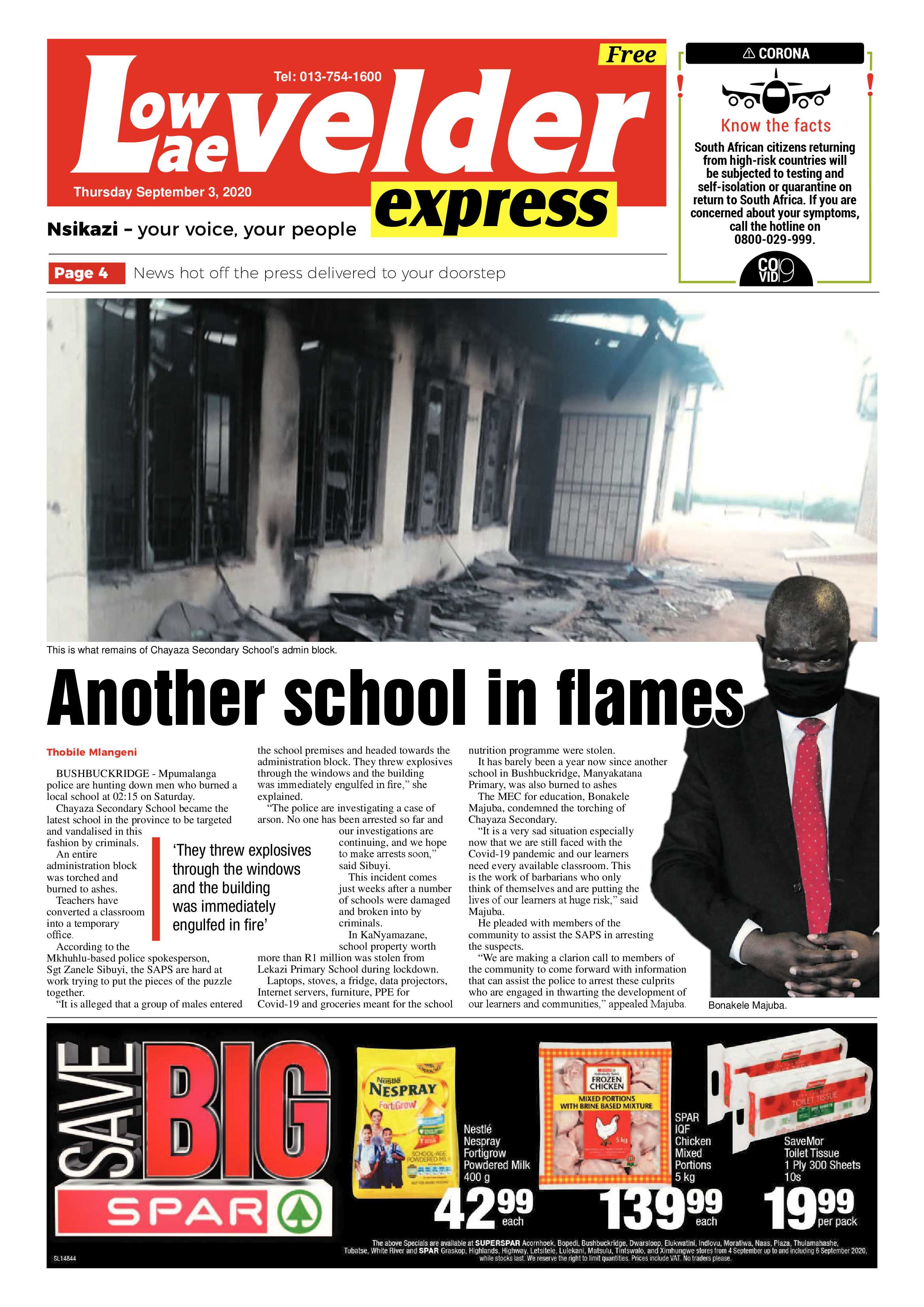 Lowvelder Express 3 September 2020 page 1
