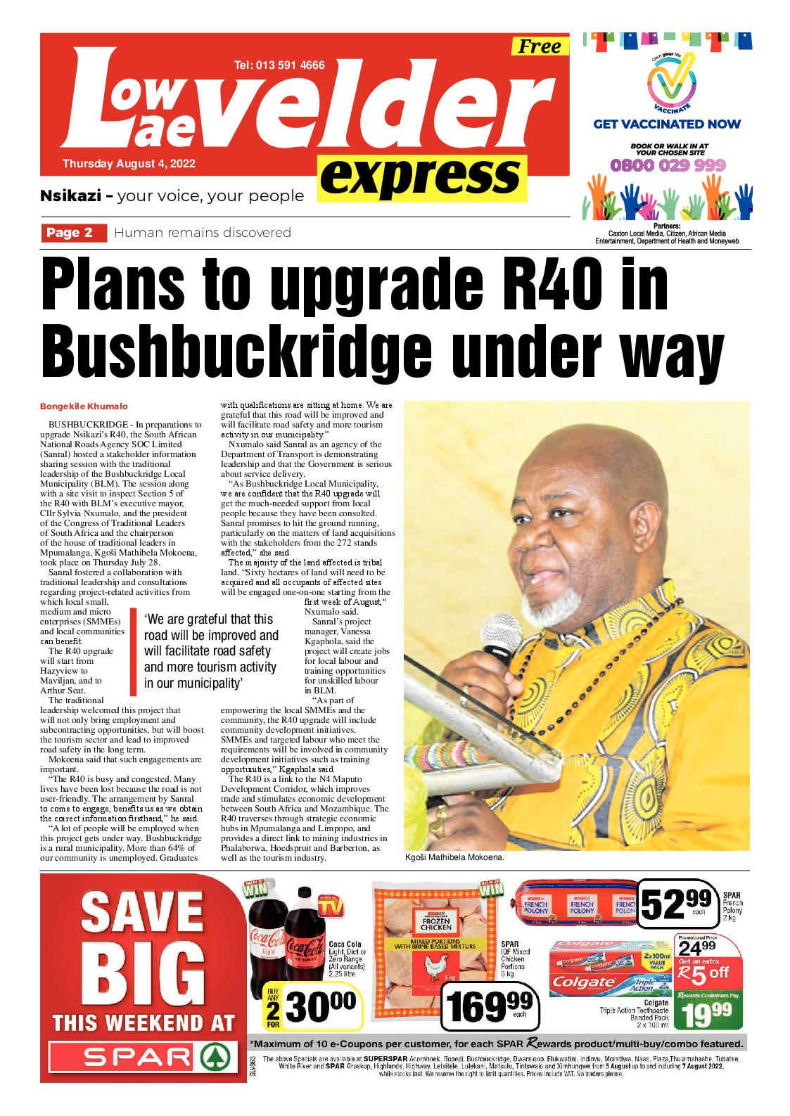 Lowvelder Express 4 August 2022 page 1