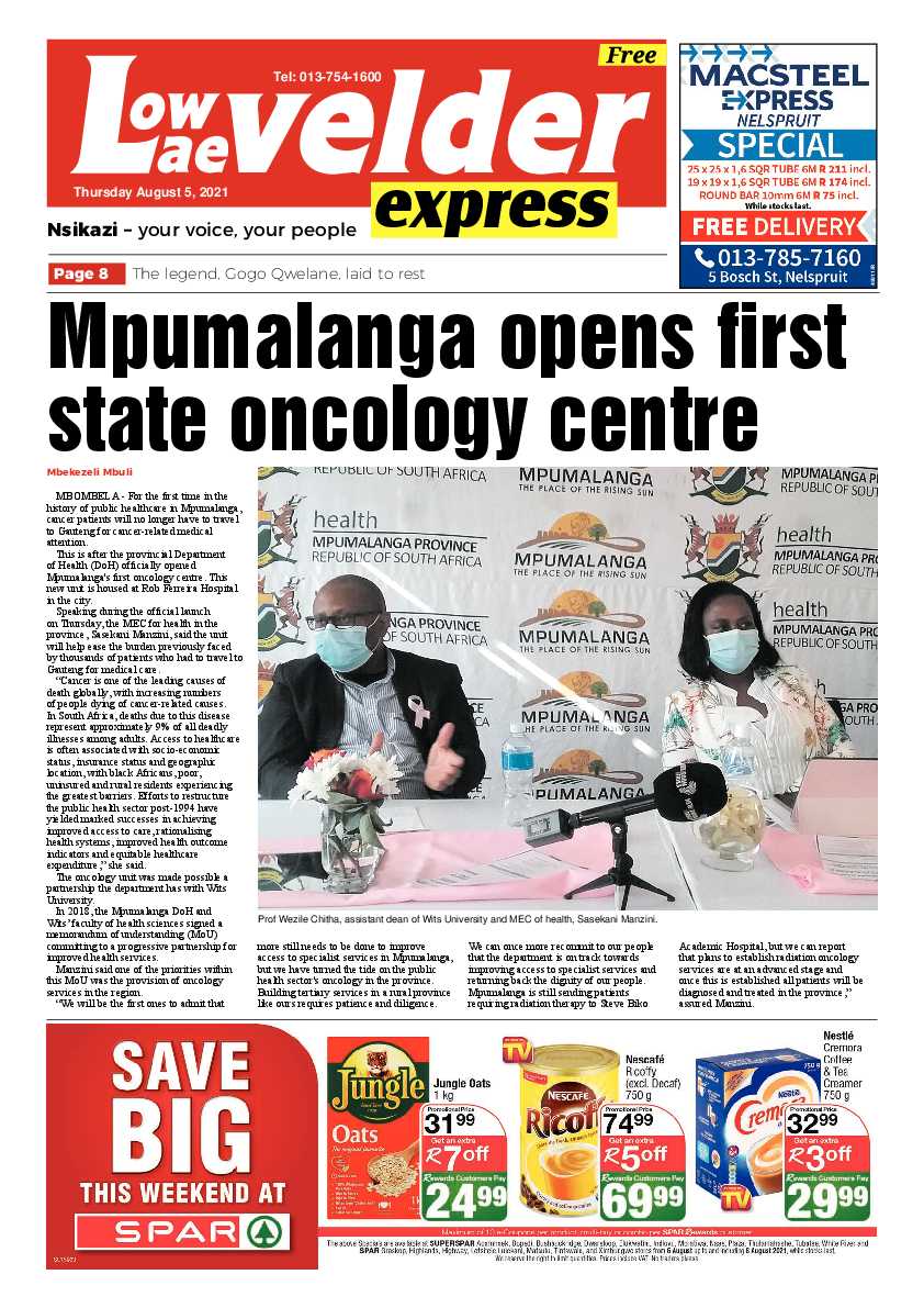 Lowvelder Express 5 August 2021 page 1