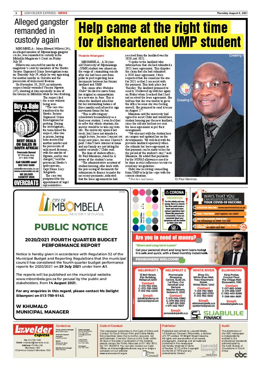 Lowvelder Express 5 August 2021 page 2