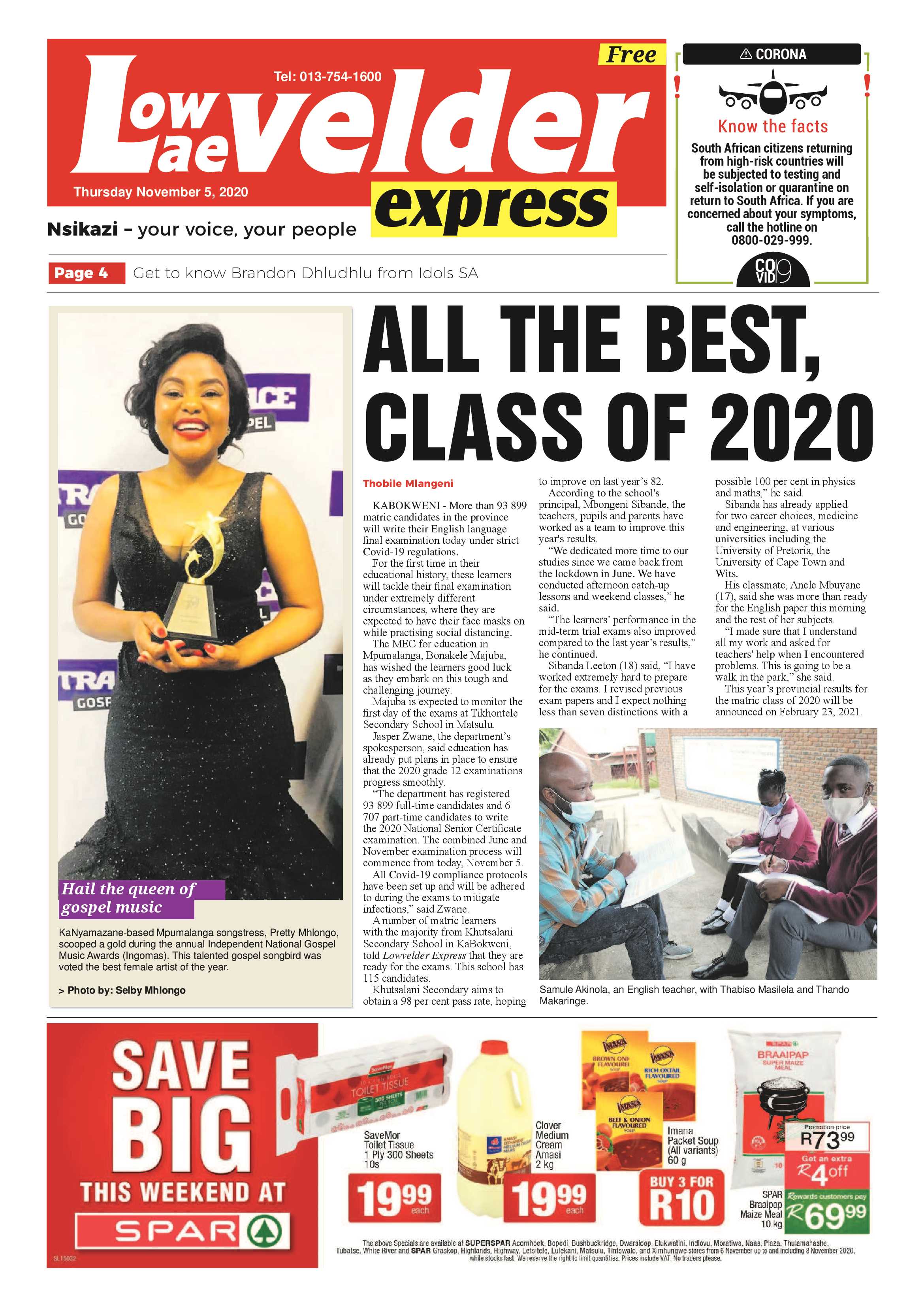 Lowvelder Express 5 November 2020 page 1