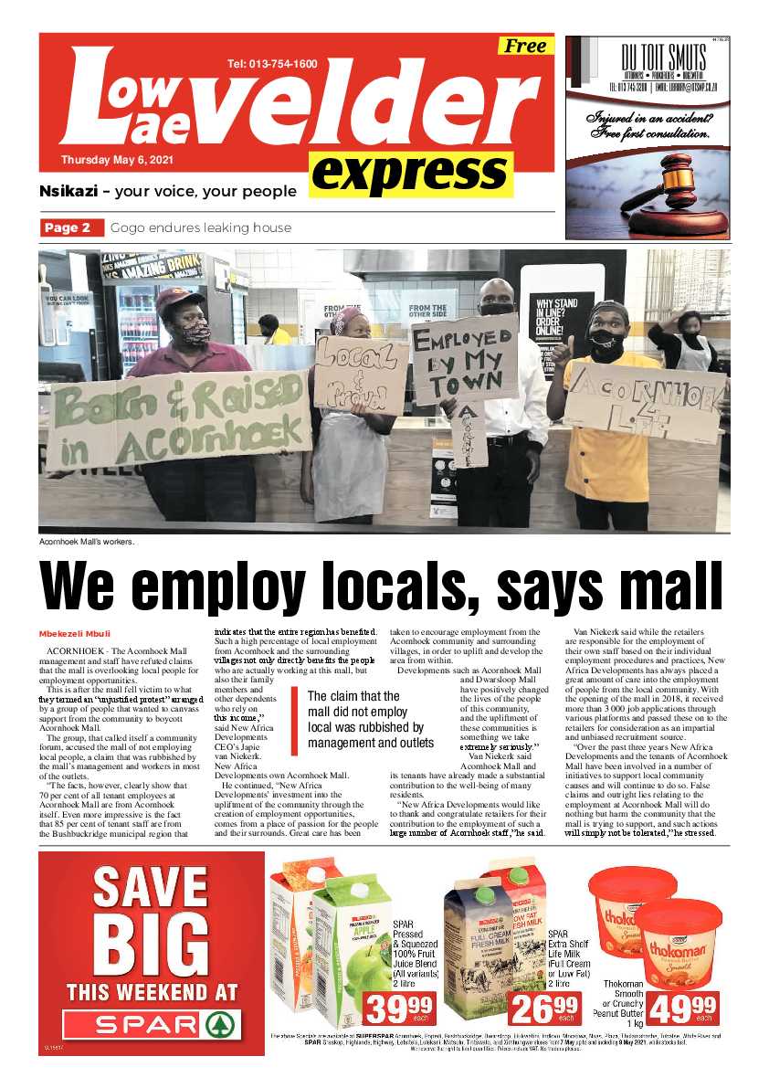 Lowvelder Express 6 May 2021 page 1