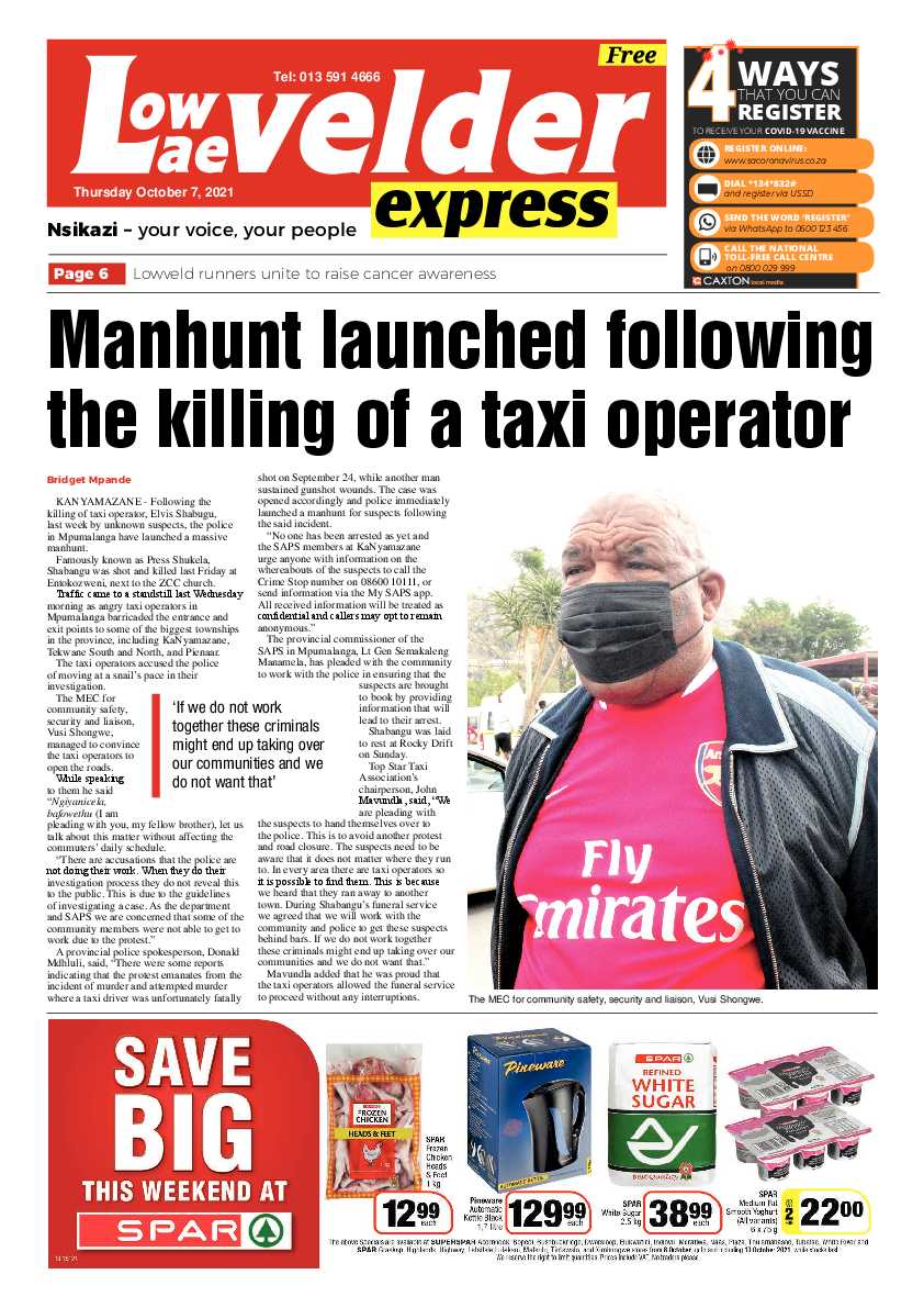 Lowvelder Express 7 October 2021 page 1