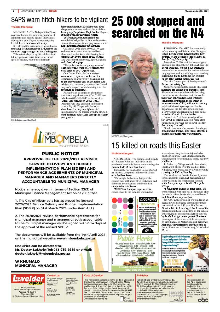 Lowvelder Express 8 April 2021 page 2