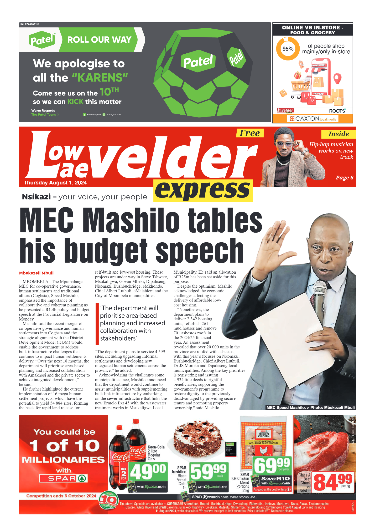Lowvelder Express 8 August 2024 page 1
