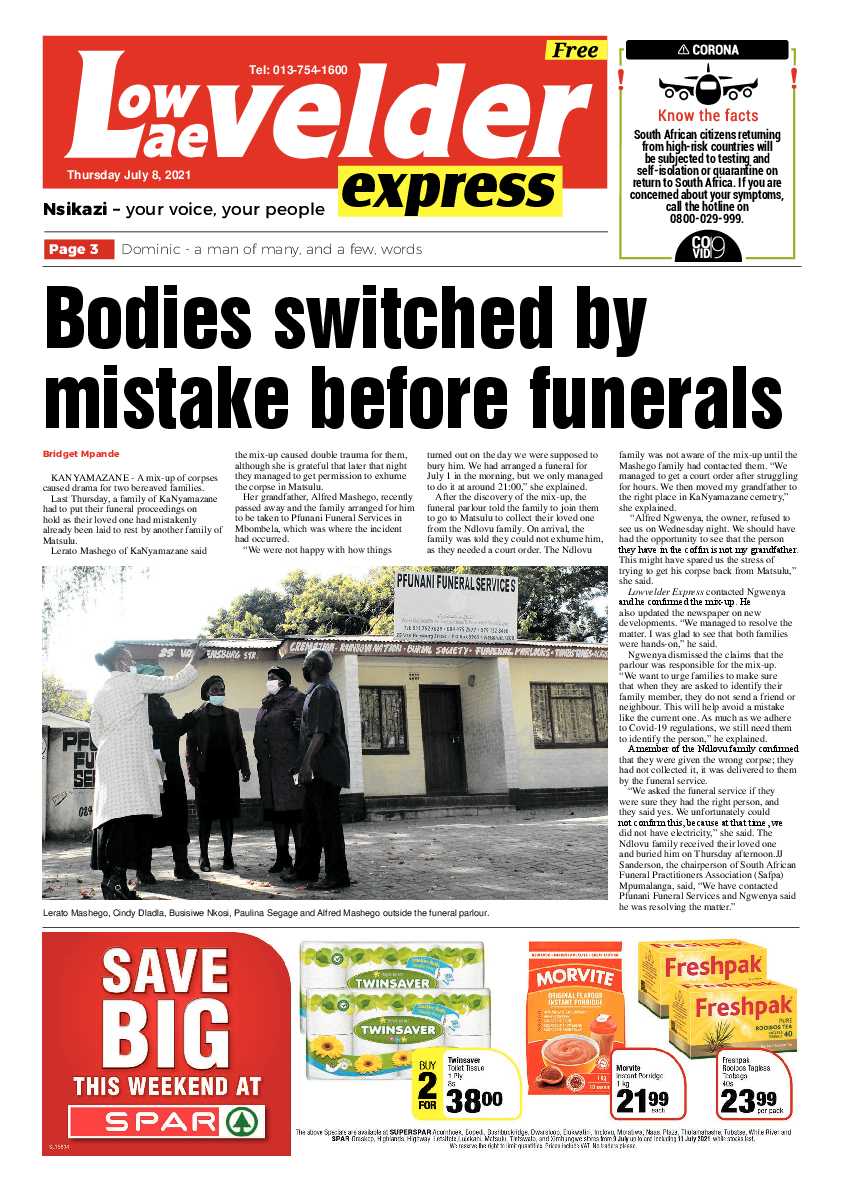 Lowvelder Express 8 July 2021 page 1