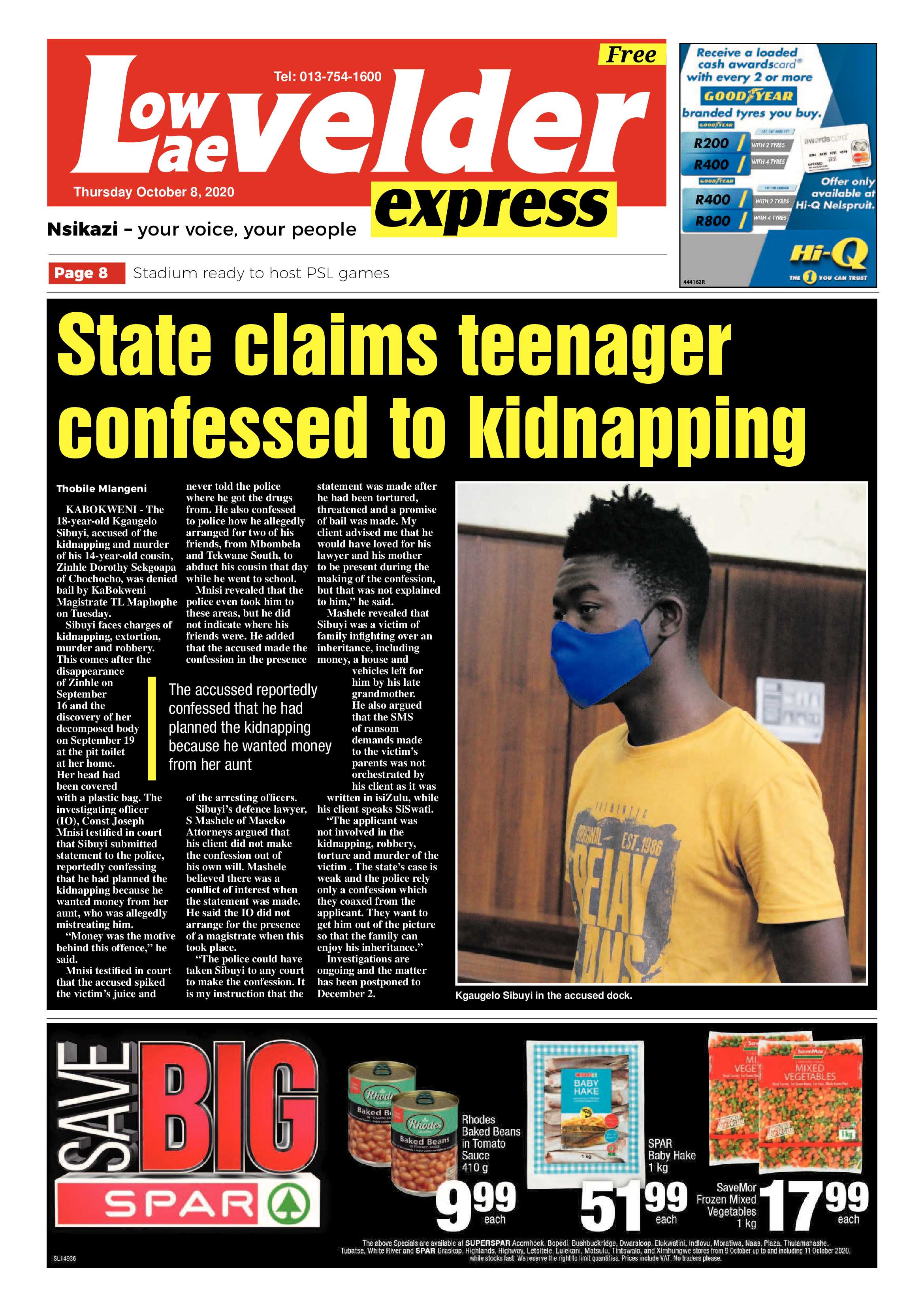 Lowvelder Express 8 October 2020 page 1