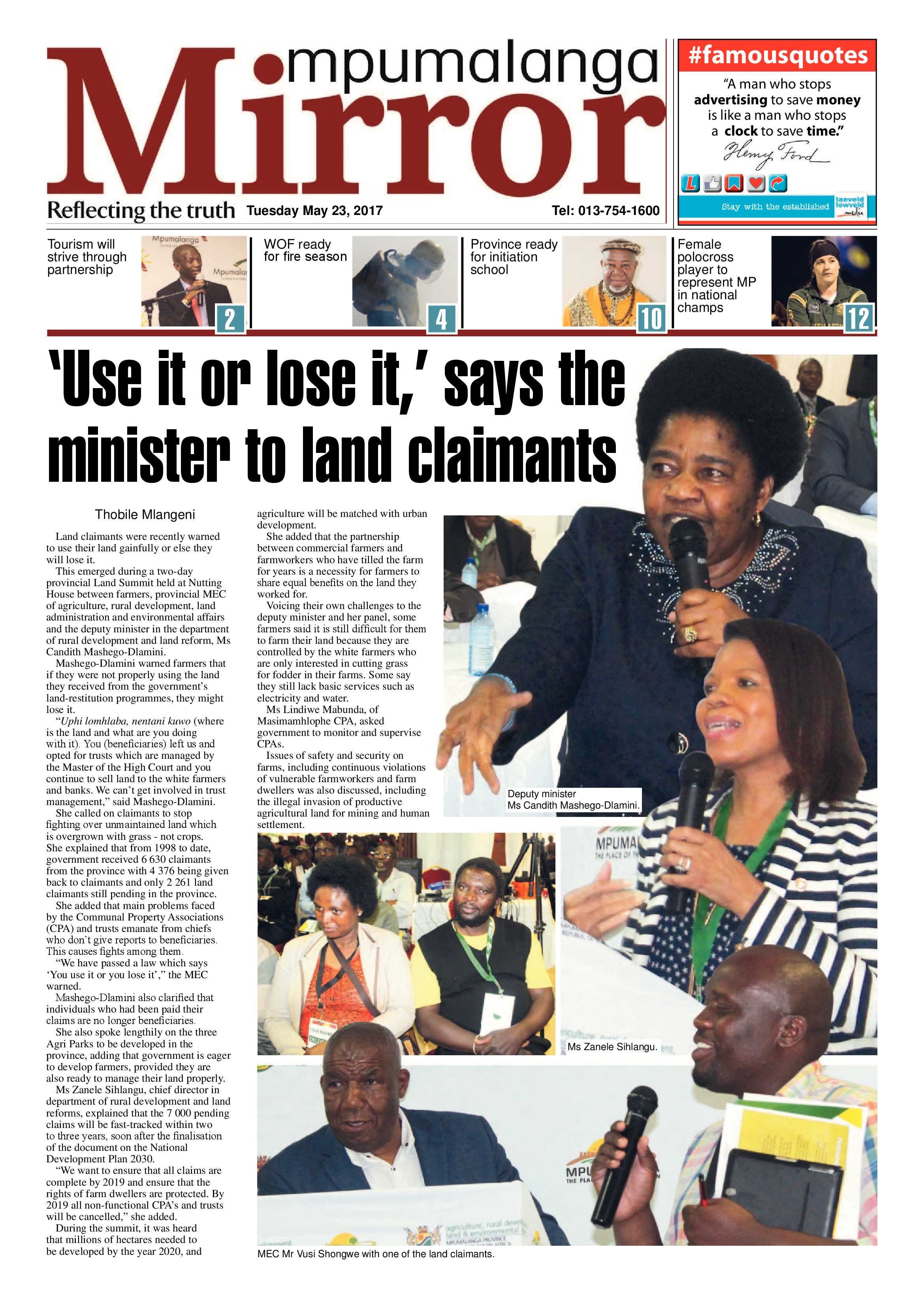 MP Mirror 23 May 2017 page 1
