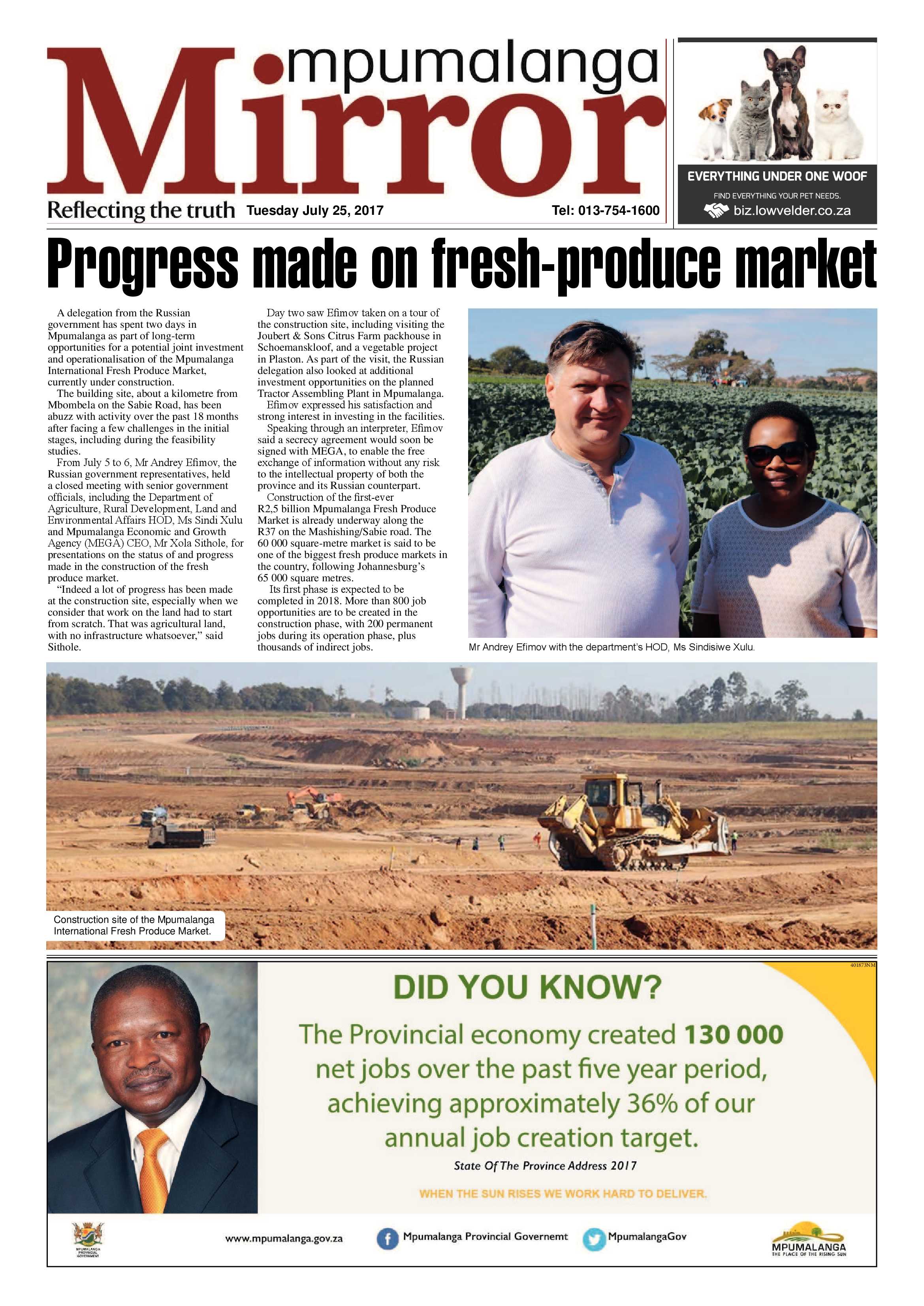 Mpumalanga Mirror 25 July 2017 page 1